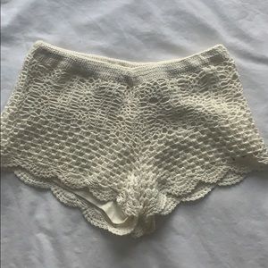 Off white/Cream colored crochet shorts